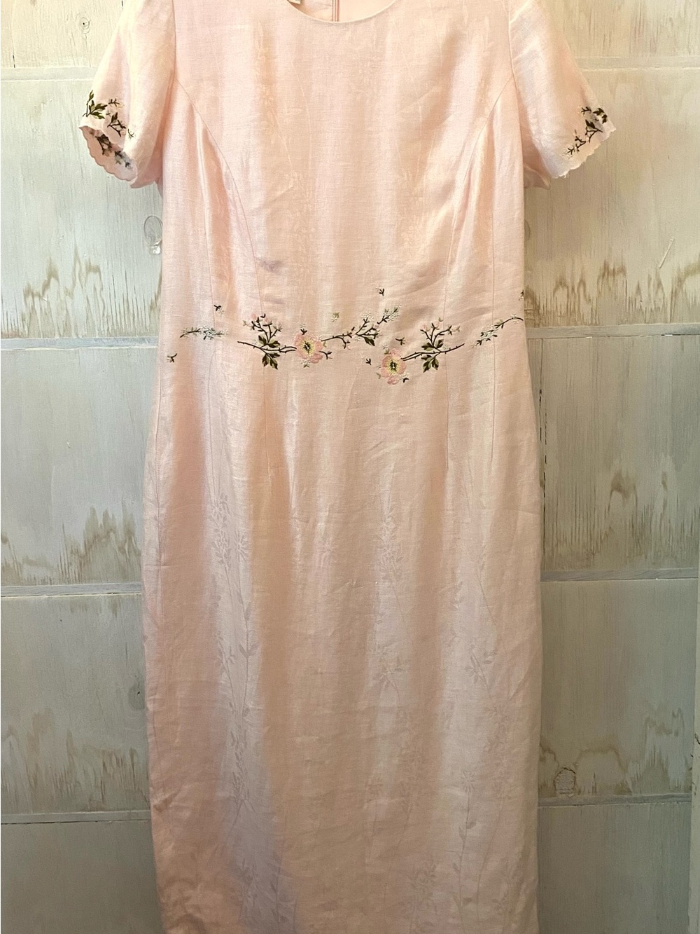 Maggy London Pale Pink Embroidered Maxi Dress
